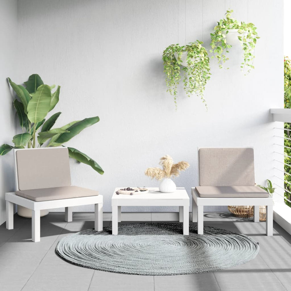 vidaXL 3-piece Garden Lounge Set with Cushions White PP