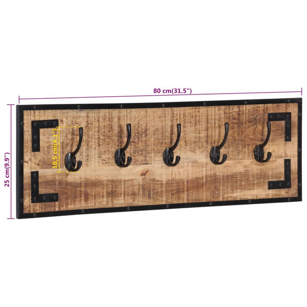 vidaXL Coat Racks 2 pcs 80x8x25 cm Rough Solid Mango Wood