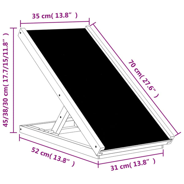 vidaXL Dog Ramp Grey 70x35 cm Solid Fir Wood