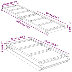 vidaXL Dog Ramp Grey 120x30 cm Solid Fir Wood