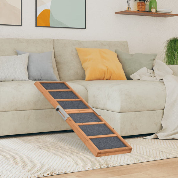 vidaXL Dog Ramp Grey 120x30 cm Solid Fir Wood