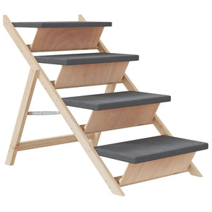 vidaXL Dog Stairs Grey 105x47 cm Solid Fir Wood