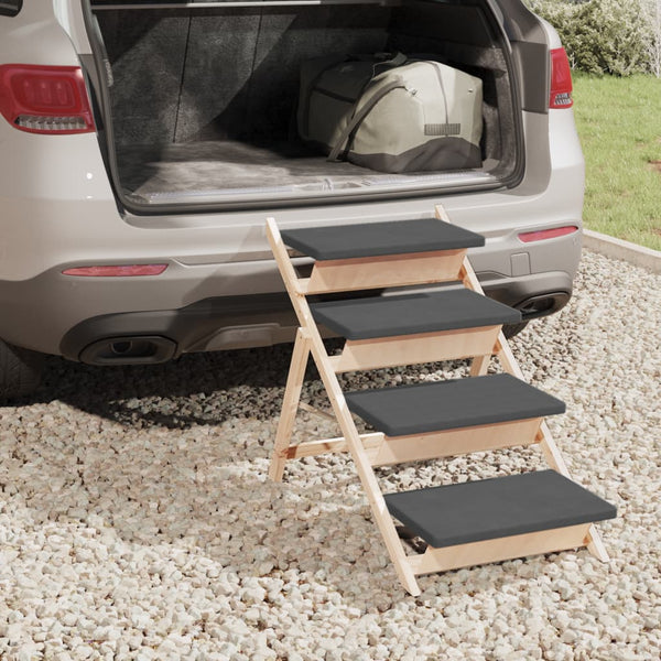 vidaXL Dog Stairs Grey 105x47 cm Solid Fir Wood