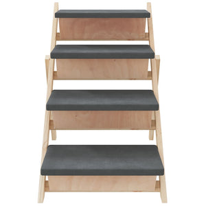 vidaXL Dog Stairs Grey 105x47 cm Solid Fir Wood