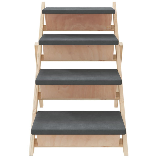 vidaXL Dog Stairs Grey 105x47 cm Solid Fir Wood