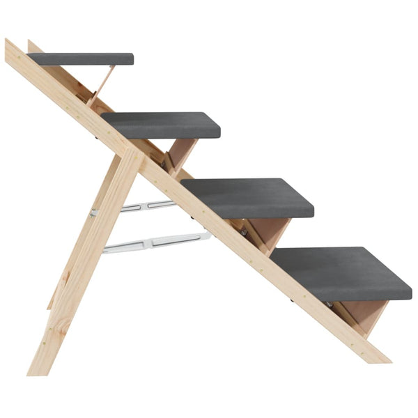 vidaXL Dog Stairs Grey 105x47 cm Solid Fir Wood