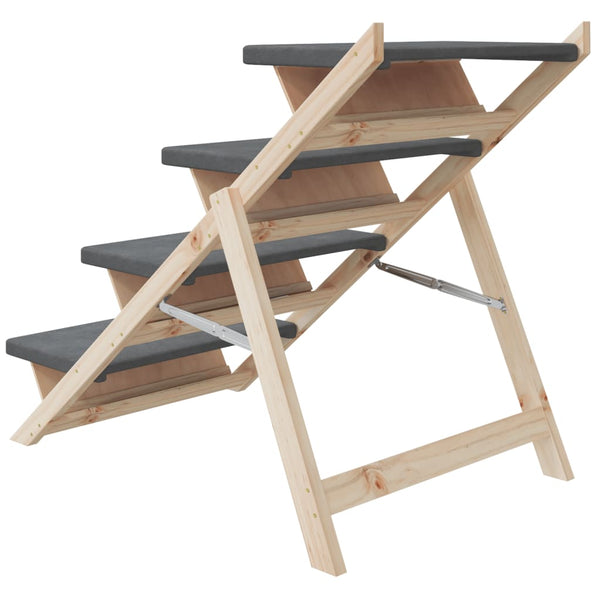 vidaXL Dog Stairs Grey 105x47 cm Solid Fir Wood