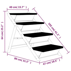 vidaXL Dog Stairs Grey 105x47 cm Solid Fir Wood