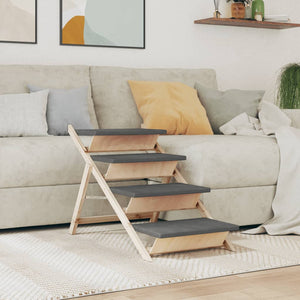 vidaXL Dog Stairs Grey 105x47 cm Solid Fir Wood