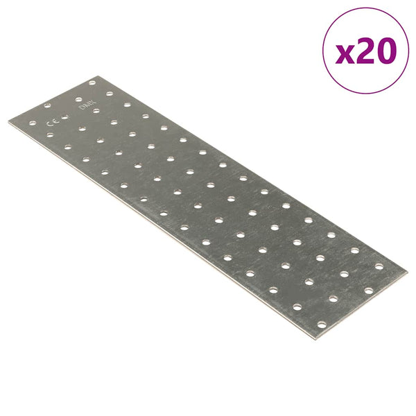 vidaXL Perforated Plates 20 pcs 2 mm 300x80 mm Galvanized Steel