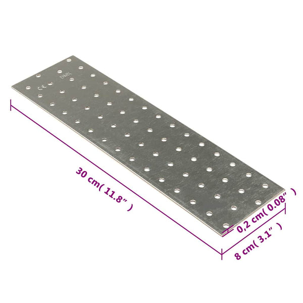 vidaXL Perforated Plates 20 pcs 2 mm 300x80 mm Galvanized Steel