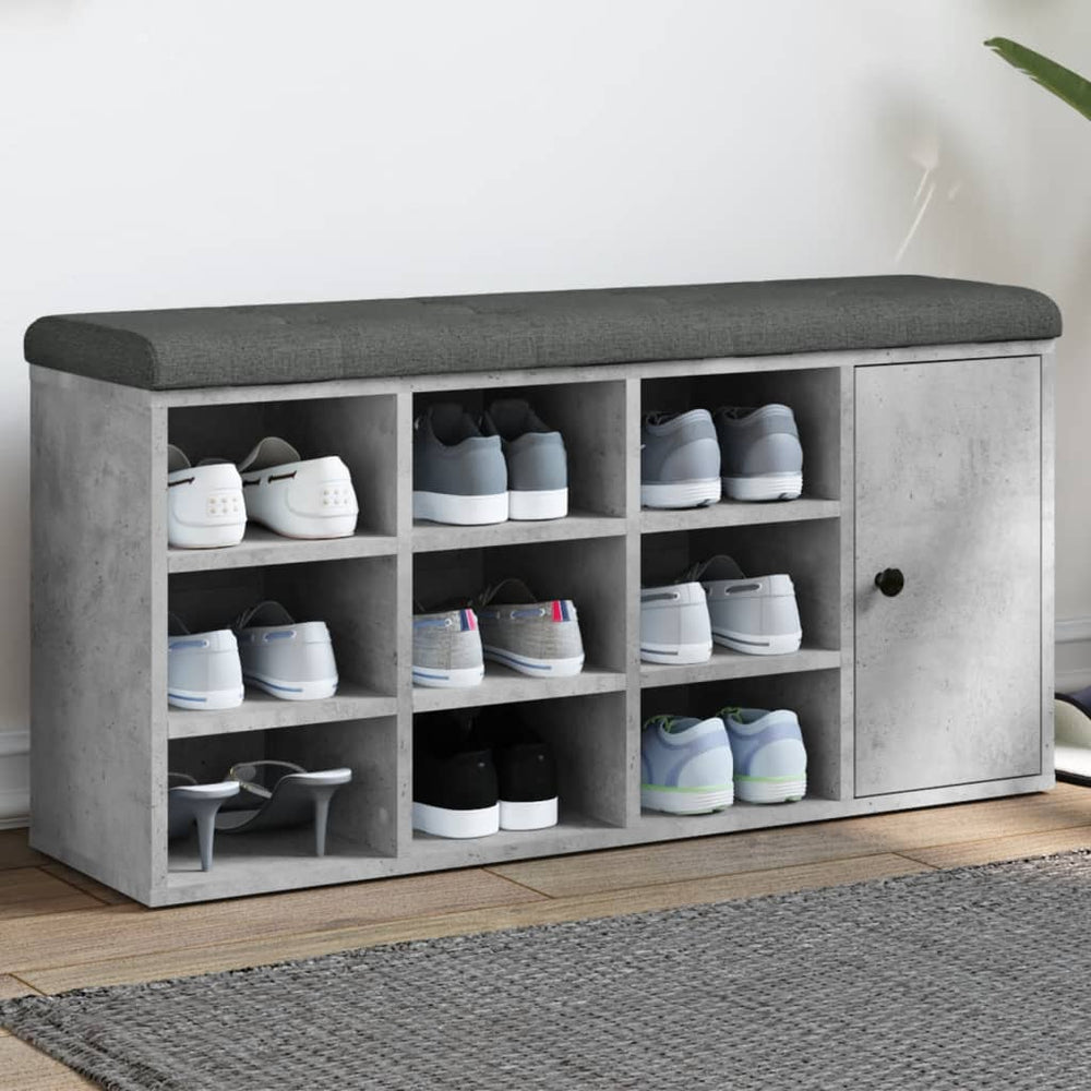 Schuhbank Betongrau 102 cm mit Stauraum