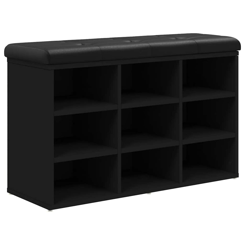 Schuhbank Schwarz mit Stauraum 82 cm