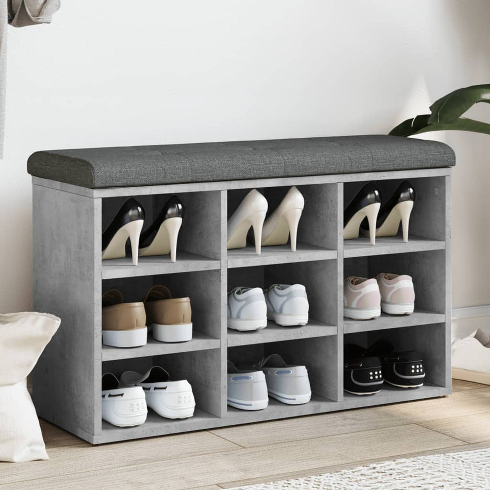 Schuhbank Betongrau mit Stauraum