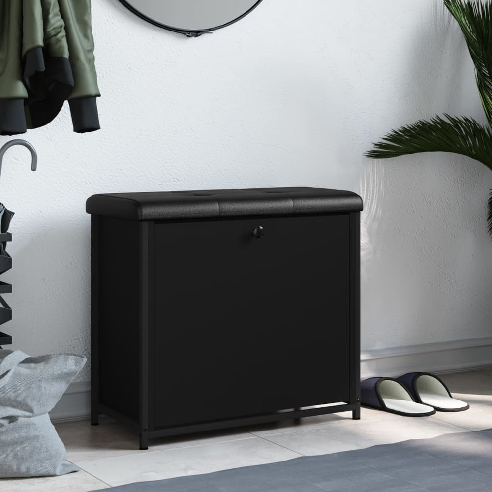 Schuhbank Schwarz mit Klappe 62cm