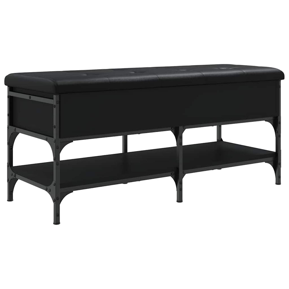 Schuhbank Schwarz 102 cm mit Stauraum