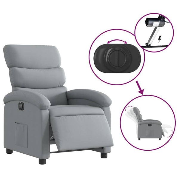 vidaXL Electric Recliner Light Grey Fabric