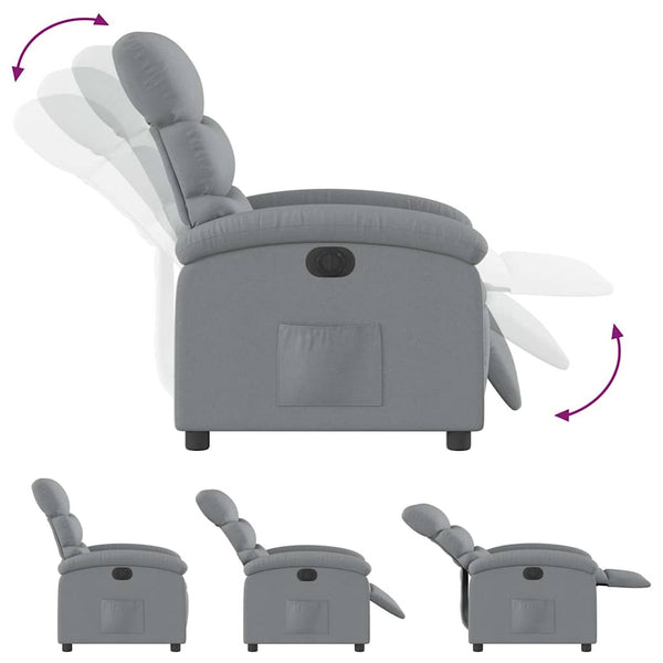 vidaXL Electric Recliner Light Grey Fabric