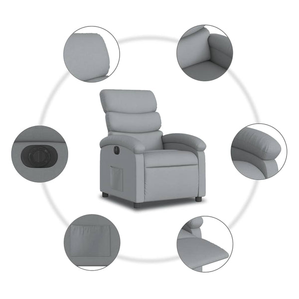 vidaXL Electric Recliner Light Grey Fabric