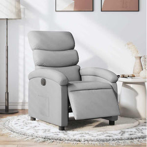 vidaXL Electric Recliner Light Grey Fabric