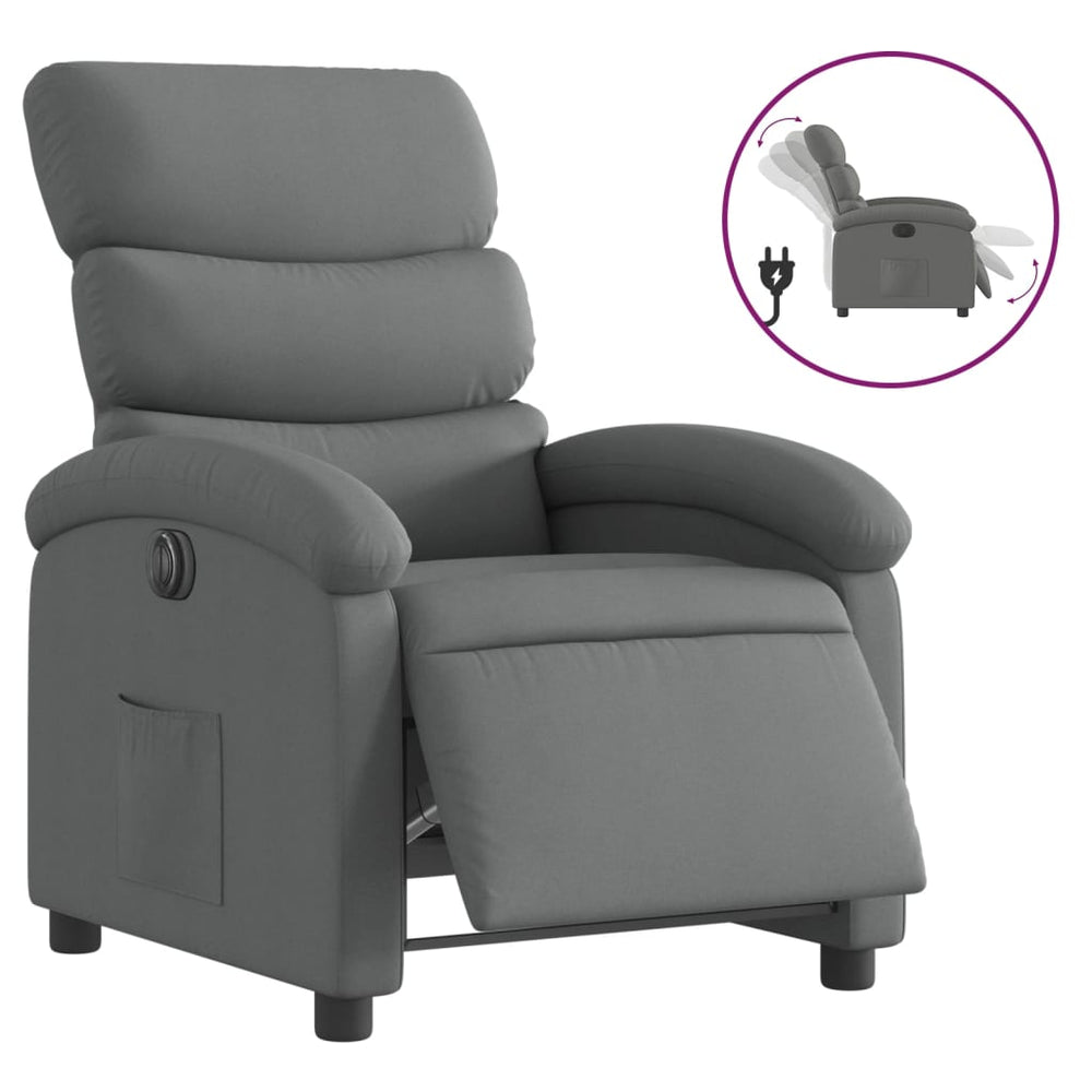 vidaXL Electric Recliner Dark Grey Fabric