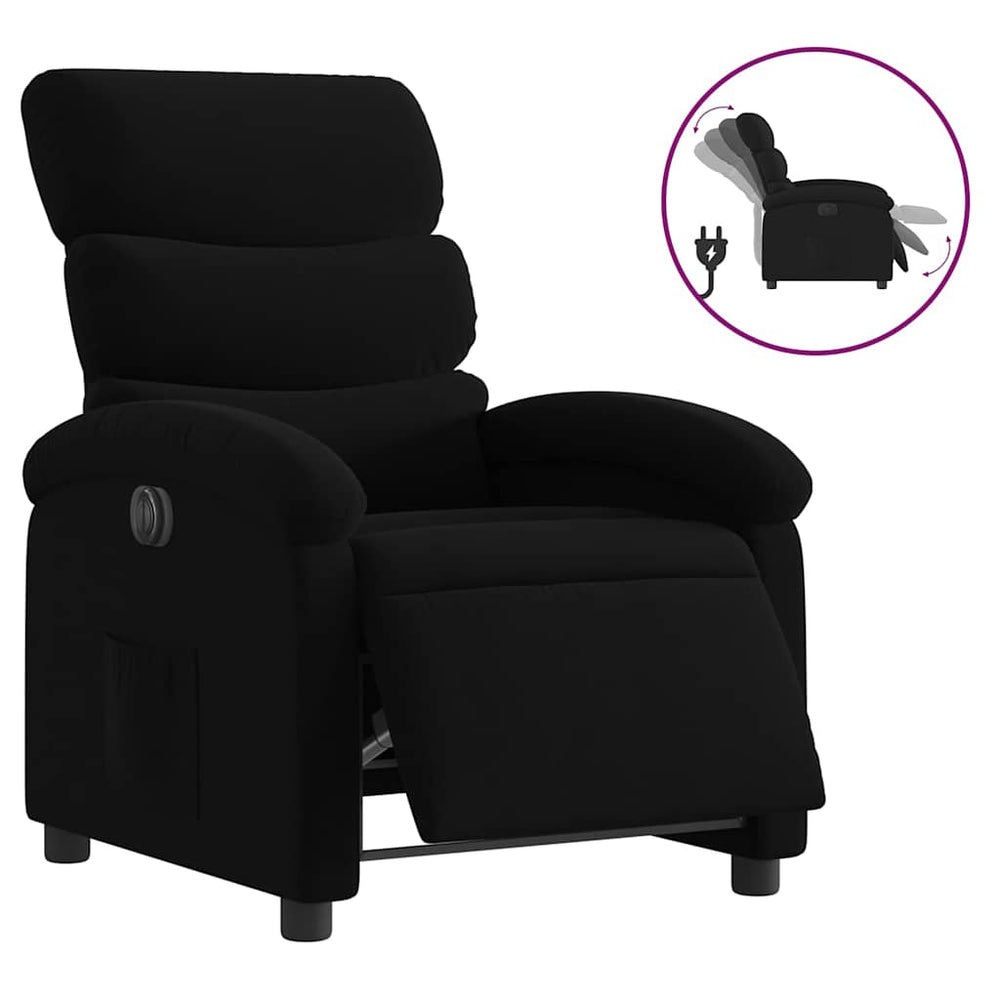 vidaXL Electric Recliner Black Fabric