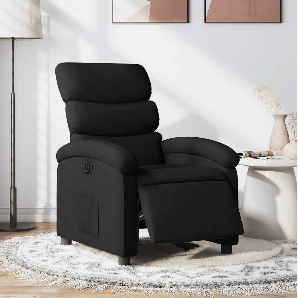 vidaXL Electric Recliner Black Fabric
