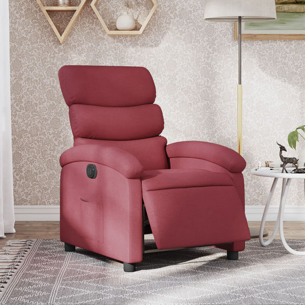 vidaXL Electric Recliner Wine Red Fabric
