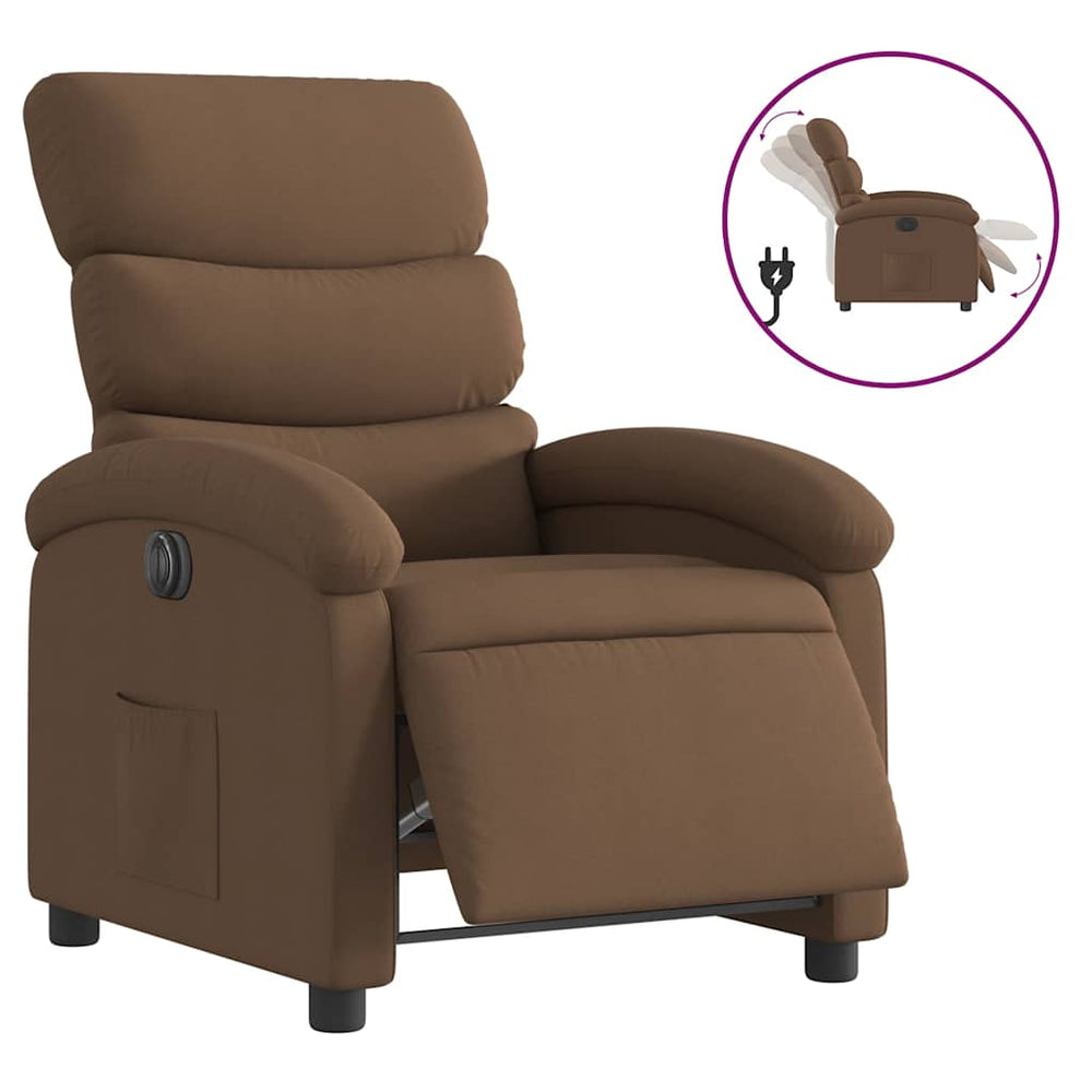 vidaXL Electric Recliner Brown Fabric