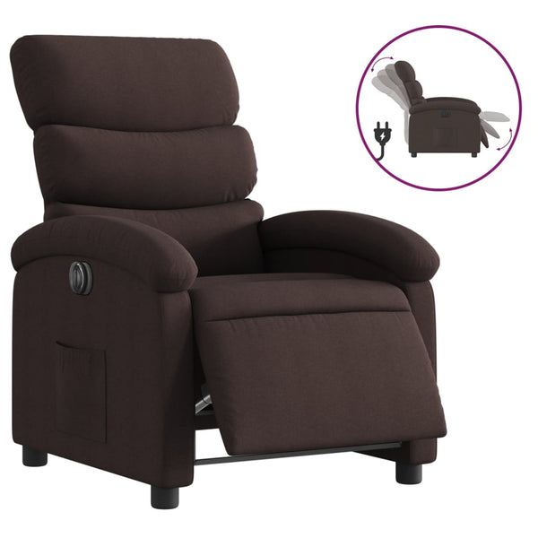 vidaXL Electric Recliner Dark Brown Fabric
