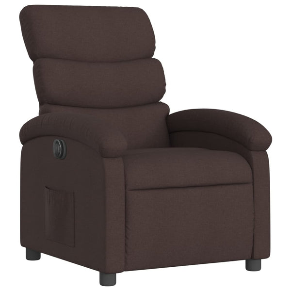 vidaXL Electric Recliner Dark Brown Fabric