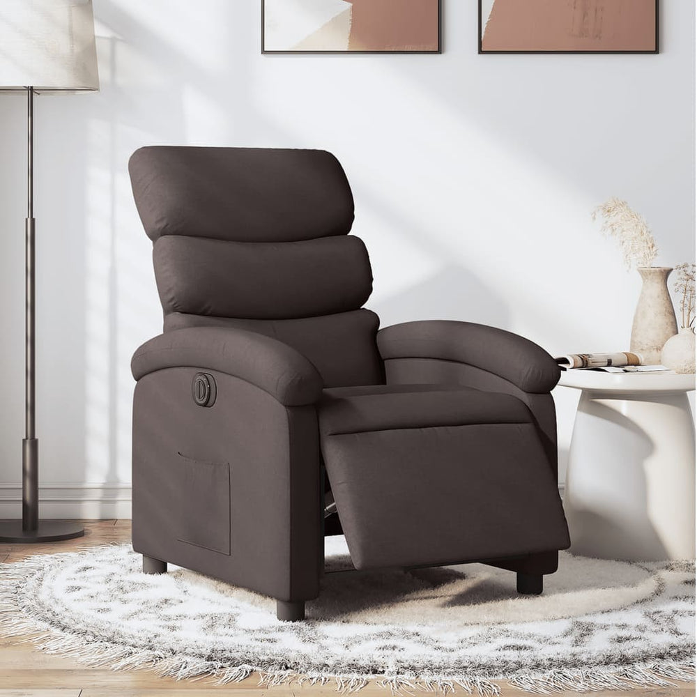 vidaXL Electric Recliner Dark Brown Fabric