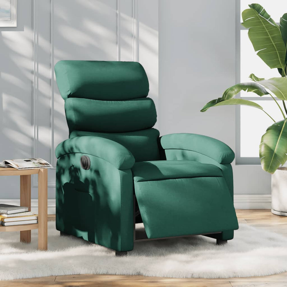 vidaXL Electric Recliner Dark Green Fabric