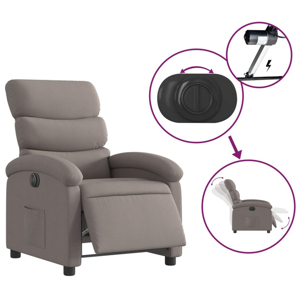 vidaXL Electric Recliner Taupe Fabric