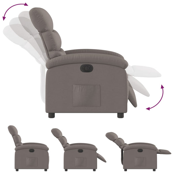 vidaXL Electric Recliner Taupe Fabric