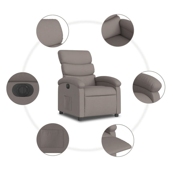 vidaXL Electric Recliner Taupe Fabric