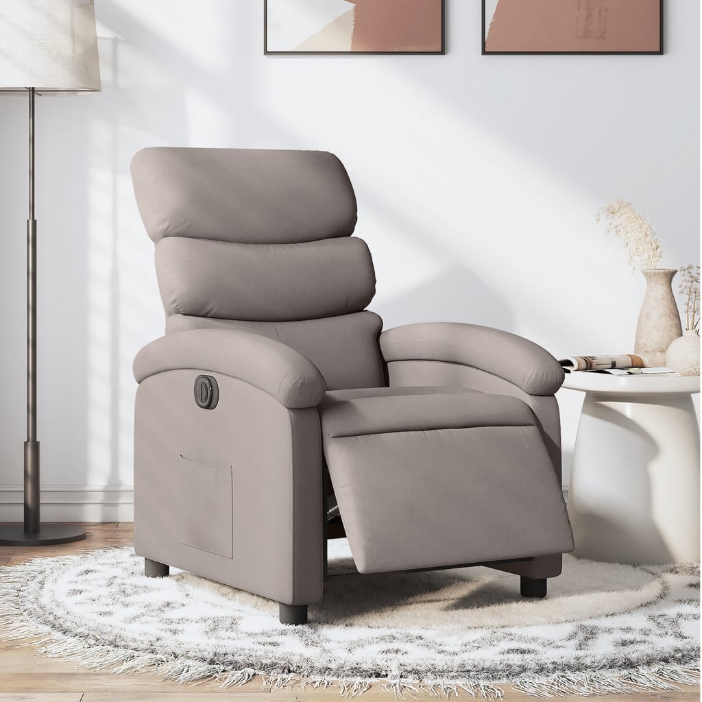 vidaXL Electric Recliner Taupe Fabric