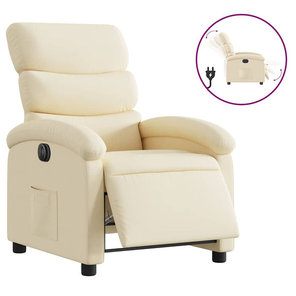 vidaXL Electric Recliner Cream Fabric
