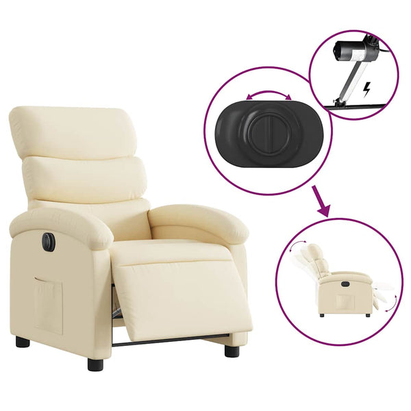 vidaXL Electric Recliner Cream Fabric