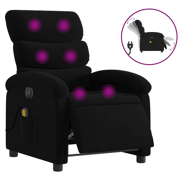 vidaXL Electric Massage Armchair Black Fabric