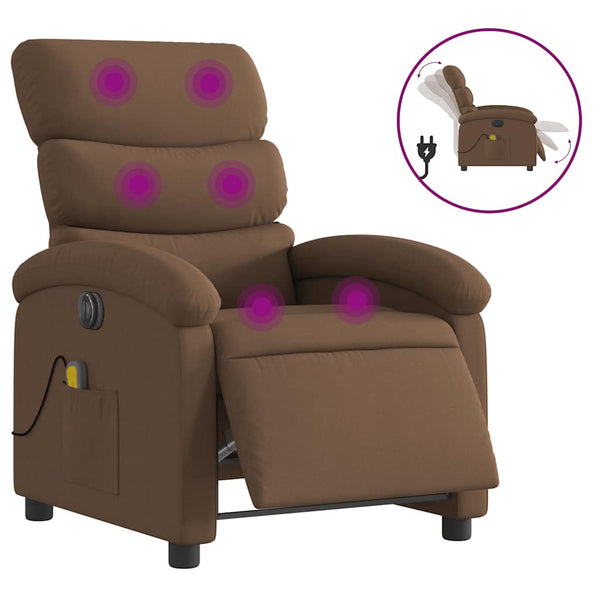 vidaXL Electric Massage Chair Brown Fabric