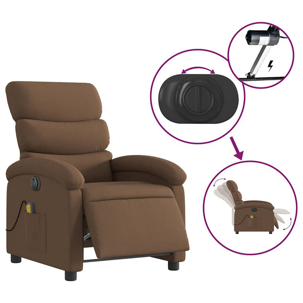 vidaXL Electric Massage Chair Brown Fabric