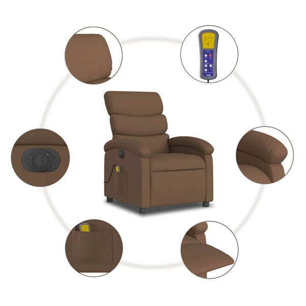 vidaXL Electric Massage Chair Brown Fabric