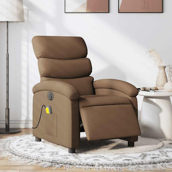 vidaXL Electric Massage Chair Brown Fabric