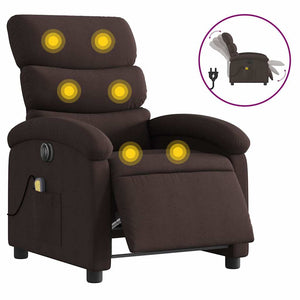 vidaXL Electric Massage Armchair Dark Brown Fabric