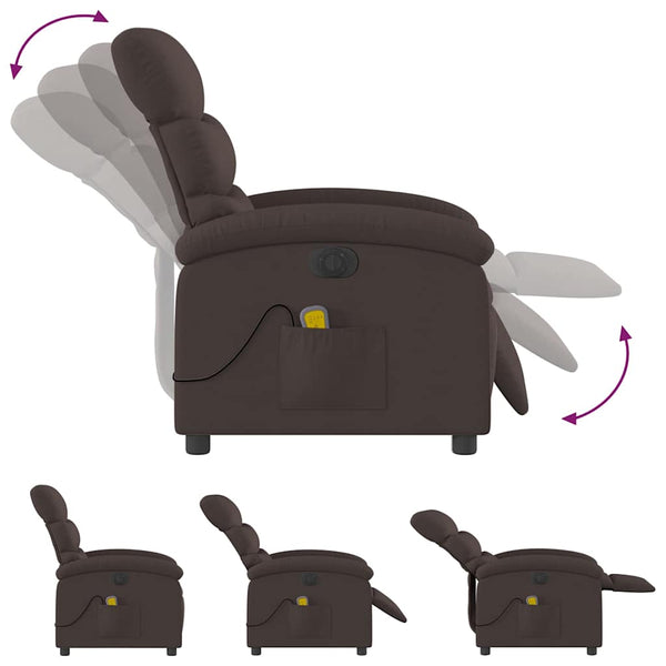 vidaXL Electric Massage Armchair Dark Brown Fabric