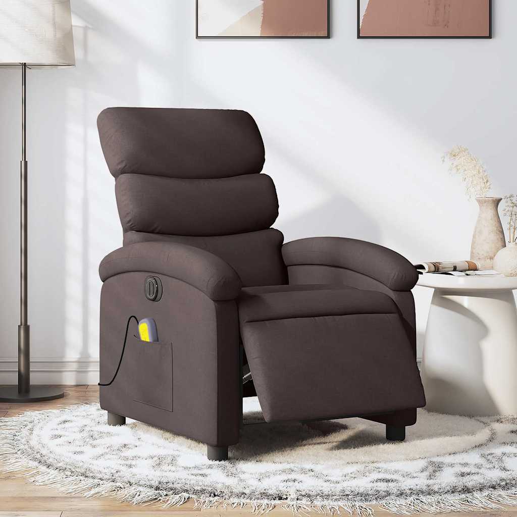 vidaXL Electric Massage Armchair Dark Brown Fabric