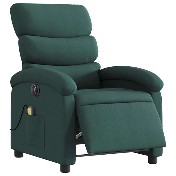 vidaXL Electric Massage Armchair Dark Green Fabric