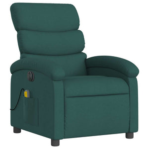 vidaXL Electric Massage Armchair Dark Green Fabric