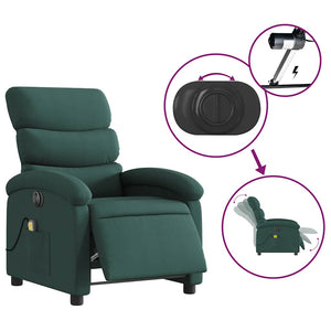 vidaXL Electric Massage Armchair Dark Green Fabric